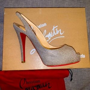 Christian Louboutin sling back peep toe pumps